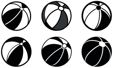 Obraz premium black and white beach ball icons, featuring variations in shading and grayscale