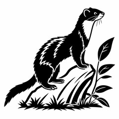 stoat black silhouette icon vector