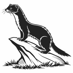 stoat black silhouette icon vector