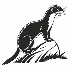 Fototapeta premium stoat black silhouette icon vector