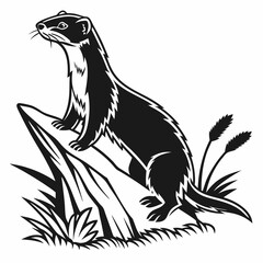 stoat black silhouette icon vector