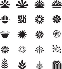 Abstract Geometric Icon Set, Minimalist Black Vector