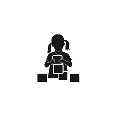 silhouette of a girl with a book