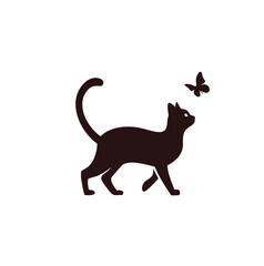 black cat on white background