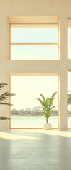 Interior Room Plants Near Window Overlooking Lake During Daytime