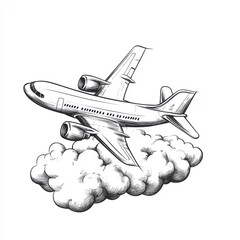 Airplane Soaring Through Clouds Aviation Adventure Artistic Expression Artistic Depiction of Flight