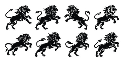 Lion wild animal silhouettes. Good use for symbol, logo, web icon, mascot, or any design you want. Easy to use.