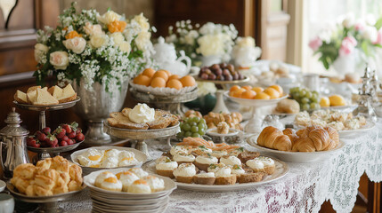Elegant Buffet Table With Assorted Food