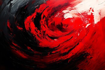 Red and black brushstrokes create an abstract interpretation of a tango, full of passion and intensity