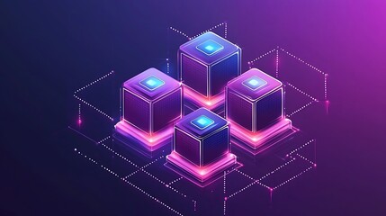 Futuristic server cluster.  Network of interconnected data processing units
