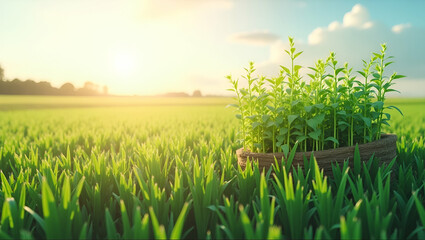 Obraz premium Top View 3D Flat Icon of Farm with Nutrient Data Overlay for Optimized Crop Nutrition