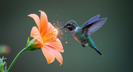 Fototapeta premium Hummingbird's Grace: A Moment of Nectar and Magic