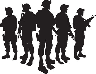 american  Military Silhouettes Vector Bundle