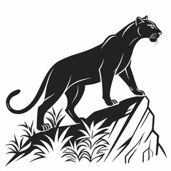 Fototapeta premium Snow Leopard black silhouette icon vector