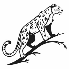 Snow Leopard black silhouette icon vector