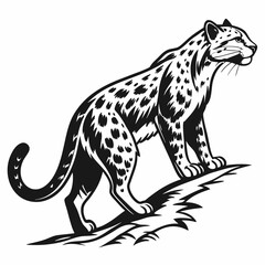 Snow Leopard black silhouette icon vector