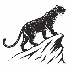 Snow Leopard black silhouette icon vector