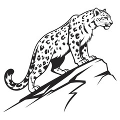 Snow Leopard black silhouette icon vector