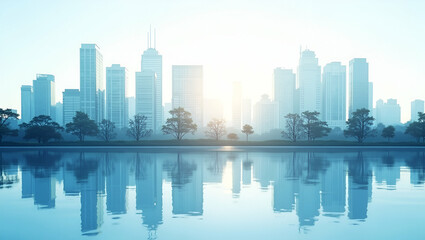 Fototapeta premium Top View City with Water Management Icons: Innovative Urban Water Solutions & Sustainability