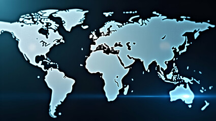 Double Exposure Global World Map with Business Financial Trading Background