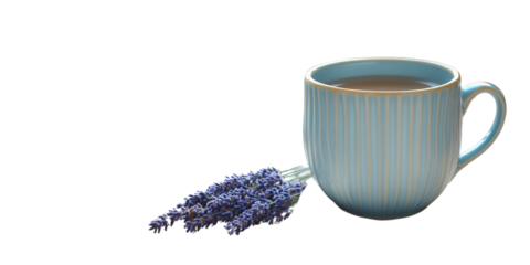 Powder Blue Ceramic Mug with Lavender