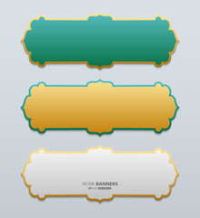 Set of islamic gold and green banner