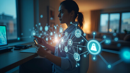 Photo Realistic Individual with Smart Home Hub & Digital Controls for Centralized Home Management