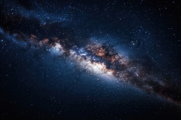 Fototapeta premium Beautiful Milky Way galaxy with swirling nebulae and bright stars in a dreamy space landscape