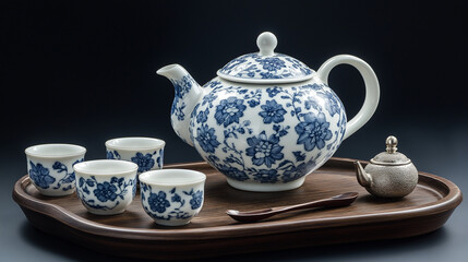 Blue And White Tea Set Still Life