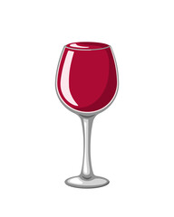 Glass full of red wine. Vector image on a white background.