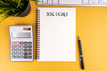 2026 GOALS written on a notebook. New Year concept