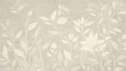 Botanical Line Drawing on Textured Stone