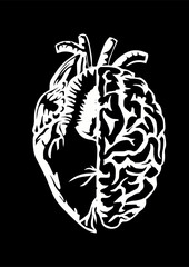heart and brain illustration at peace vector hd