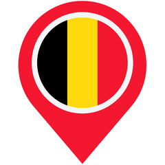 Fototapeta premium Discover the heart of Belgium, a vibrant nation proudly displayed in this iconic map marker design with bold colors and clean lines.