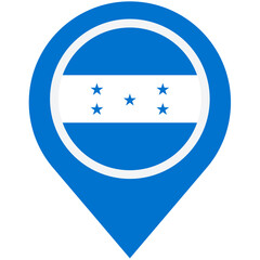 Discovering Honduras: A vibrant blue map pin showcasing the Honduran flag, simple yet striking design.