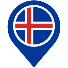 Fototapeta premium Discover the breathtaking beauty of Iceland, a land of fire and ice, depicted in a vibrant map marker design with bold colors and clean lines.