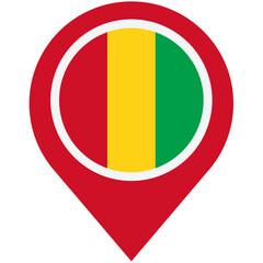 Fototapeta premium Discovering Guinea: A vibrant red map pin showcases the nation's pride, its rich colors symbolizing unity and national identity in a simple yet striking design.