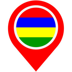 Discover Mauritius: A vibrant island nation's flag proudly displayed on a location marker, showcasing its rich colors and warm tropical spirit.