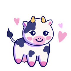 Cute cow vector cartoon illustration