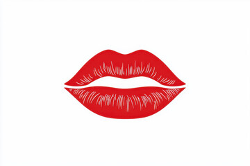 The clipart design features a pair of plump, simplified lips highlighted with a vibrant red lipstick, set against a stark white background to emphasize the striking contrast
