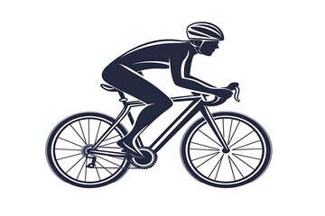 Naklejka premium A cyclist wearing a helmet is riding a road bicycle