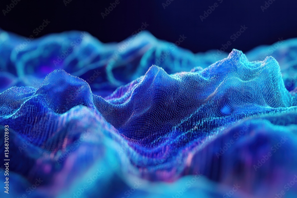 Poster an abstract, tech-inspired blue gradient with a deep blue base transitioning to lighter blues, symbo