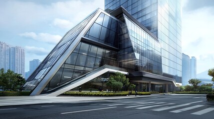 Innovative design showcasing a futuristic business office.