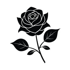 rose-with-two-leaf vector illustration
