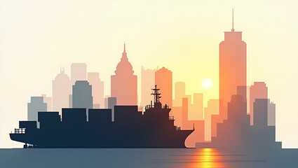 Naklejka premium 3D Flat Icon: Cargo Container & Revenue Projection for Financial Growth