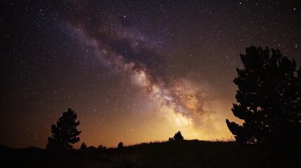 Fototapeta premium A time-lapse of the Milky Way galaxy rotating --ar 16:9 --v 6.1 Job ID: 46cc41dd-44eb-4cff-abe9-c664afdee7a2