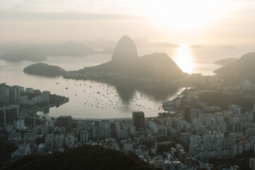 Marvelous City, Rio de Janeiro. Morning in Rio de Janeiro with a view of Sugarloaf Mountain, the beach and buildings.