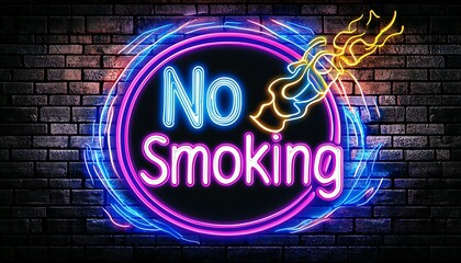 Obraz premium Neon No Smoking Sign Brick Wall