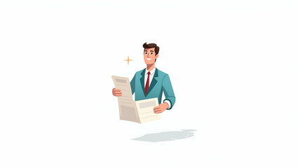 3D Flat Icon: Entrepreneur Double Exposure with Business Plan - Innovation & Responsibility in Startup Ads