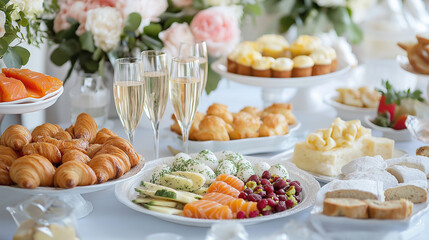 Elegant Buffet Table With Champagne Toast